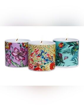 Johnny Was Trio Floral Wrapped Scented Candles in Yellow, Lilac & Teal